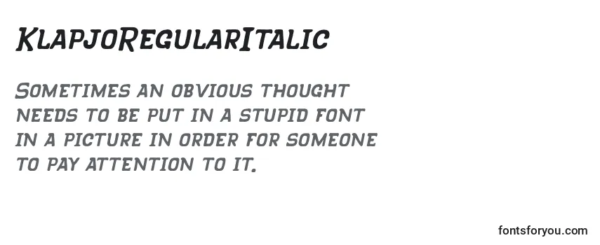 Review of the KlapjoRegularItalic Font