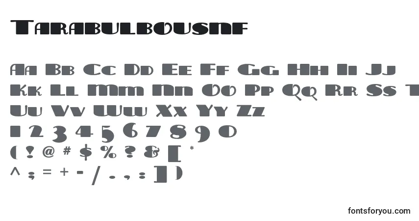 Tarabulbousnf (116584)フォント–アルファベット、数字、特殊文字