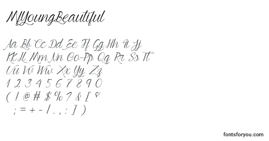 Schriftart MfYoungBeautiful – Alphabet, Zahlen, spezielle Symbole