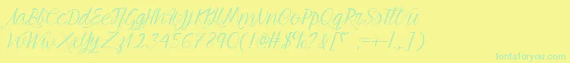 MfYoungBeautiful Font – Green Fonts on Yellow Background