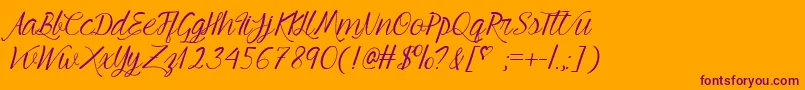 Шрифт MfYoungBeautiful – фиолетовые шрифты на оранжевом фоне
