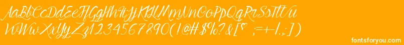Fonte MfYoungBeautiful – fontes brancas em um fundo laranja