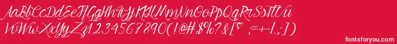 Fonte MfYoungBeautiful – fontes brancas em um fundo vermelho