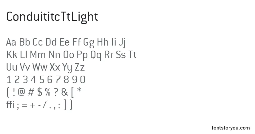 Шрифт ConduititcTtLight – алфавит, цифры, специальные символы