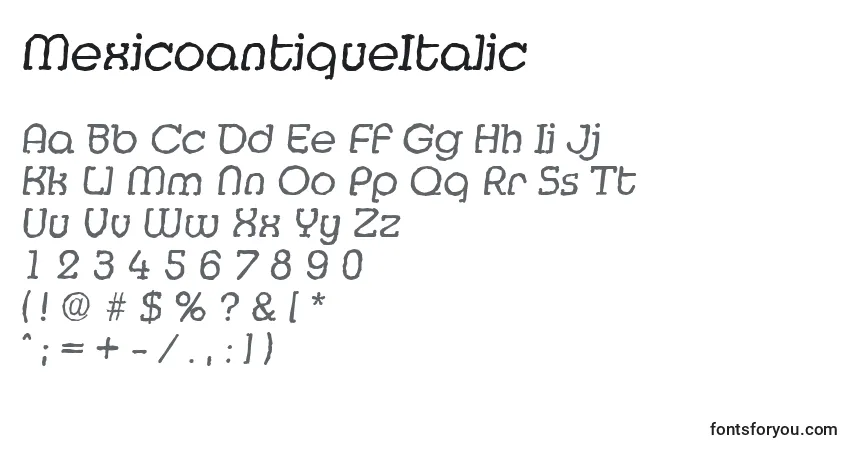 MexicoantiqueItalic-fontti – aakkoset, numerot, erikoismerkit