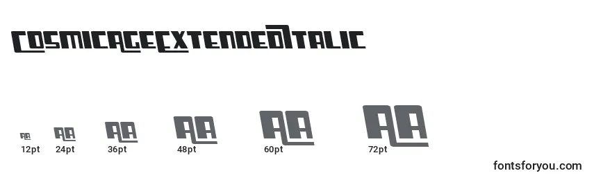 CosmicAgeExtendedItalic Font Sizes