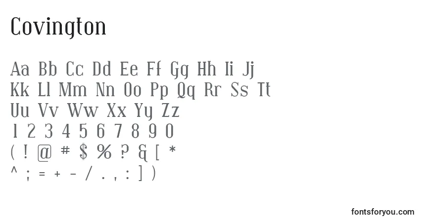 Schriftart Covington – Alphabet, Zahlen, spezielle Symbole