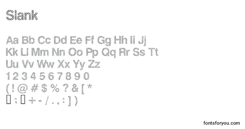 Schriftart Slank – Alphabet, Zahlen, spezielle Symbole