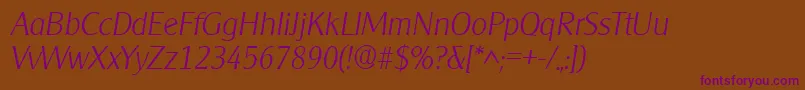 ClearlyGothicLightItalic Font – Purple Fonts on Brown Background
