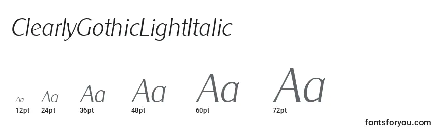 Размеры шрифта ClearlyGothicLightItalic