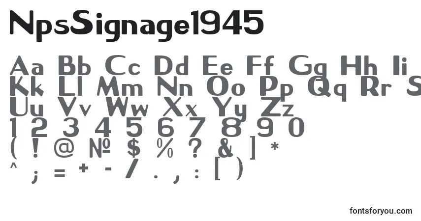 A fonte NpsSignage1945 – alfabeto, números, caracteres especiais