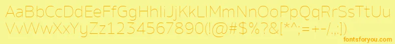 AminoThin-Schriftart – Orangefarbene Schriften auf gelbem Hintergrund