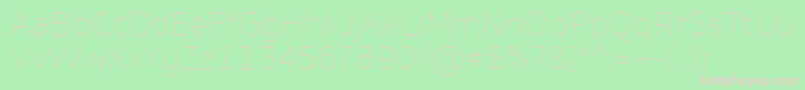 AminoThin-fontti – vaaleanpunaiset fontit vihreällä taustalla