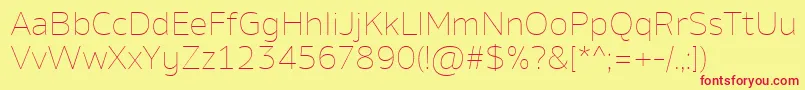 フォントAminoThin – 赤い文字の黄色い背景
