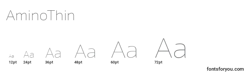 Размеры шрифта AminoThin