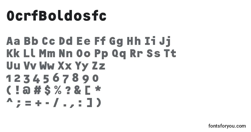 Czcionka OcrfBoldosfc – alfabet, cyfry, specjalne znaki