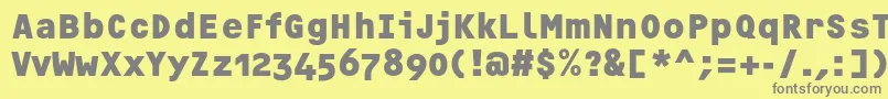 フォントOcrfBoldosfc – 黄色の背景に灰色の文字