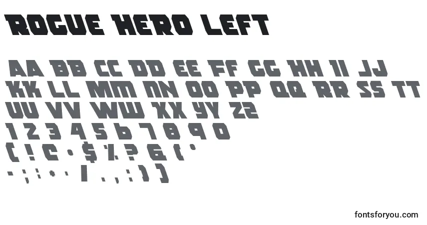 A fonte Rogue Hero Left – alfabeto, números, caracteres especiais