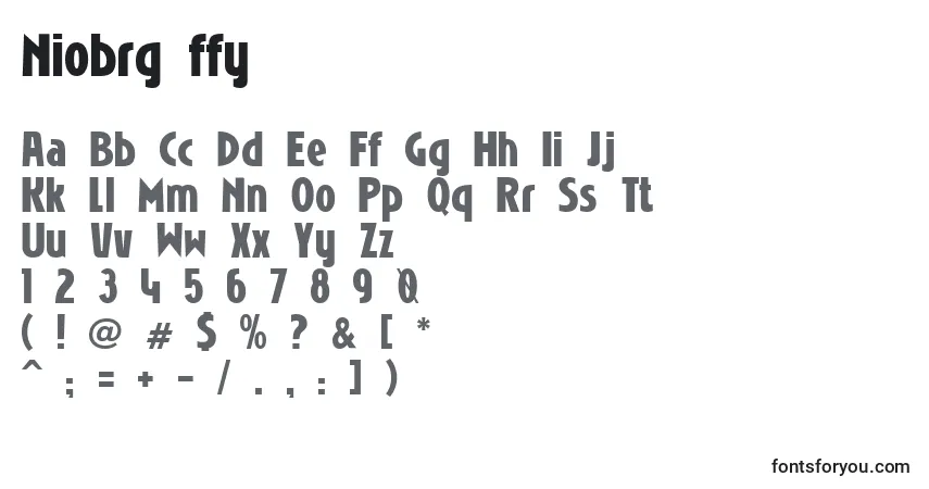 Schriftart Niobrg ffy – Alphabet, Zahlen, spezielle Symbole