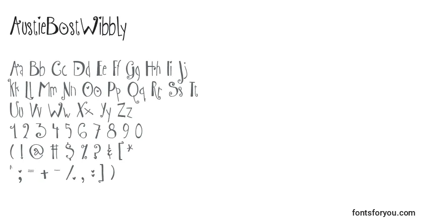 Schriftart AustieBostWibbly – Alphabet, Zahlen, spezielle Symbole