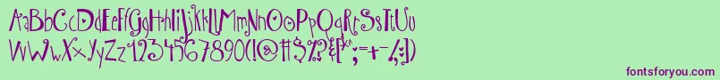 Fonte AustieBostWibbly – fontes roxas em um fundo verde