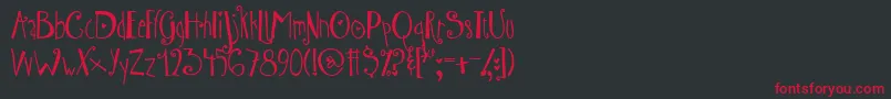 フォントAustieBostWibbly – 黒い背景に赤い文字