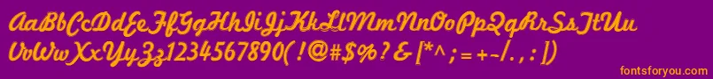 Marketingscript ffy Font – Orange Fonts on Purple Background