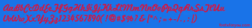 Marketingscript ffy Font – Red Fonts on Blue Background