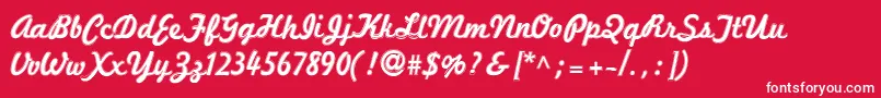 Czcionka Marketingscript ffy – białe czcionki na czerwonym tle
