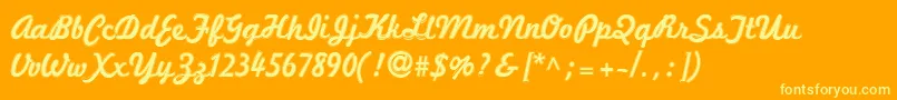 Marketingscript ffy Font – Yellow Fonts on Orange Background