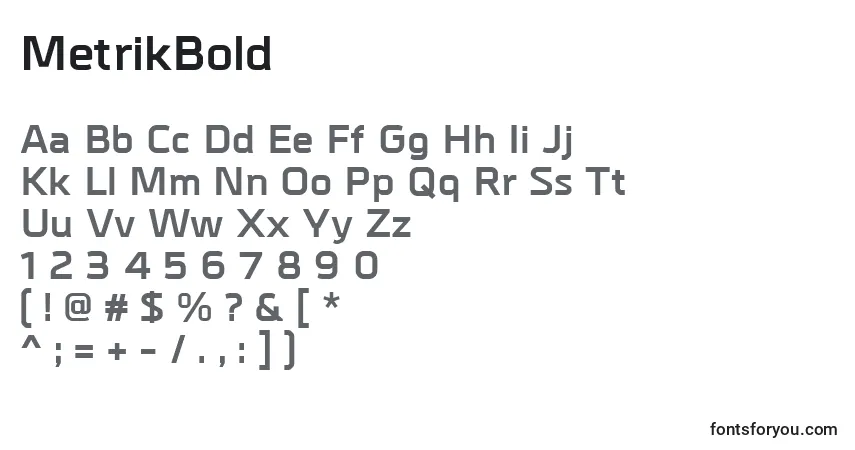 Шрифт MetrikBold – алфавит, цифры, специальные символы