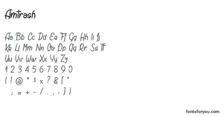 Шрифт Amtrash – алфавит, цифры, специальные символы