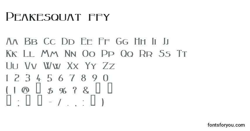 Peakesquat ffy font – alphabet, numbers, special characters