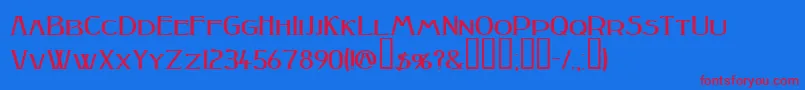 Peakesquat ffy-Schriftart – Rote Schriften auf blauem Hintergrund