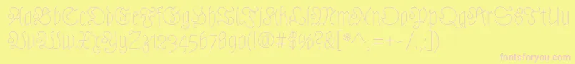AstlochRegular-fontti – vaaleanpunaiset fontit keltaisella taustalla
