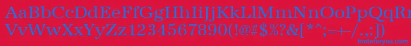 Urwantiquatwid-Schriftart – Blaue Schriften auf rotem Hintergrund