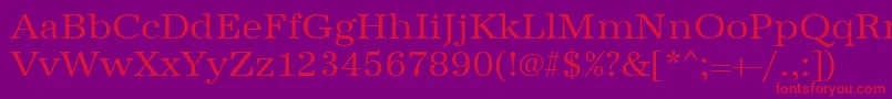 Urwantiquatwid-Schriftart – Rote Schriften auf violettem Hintergrund