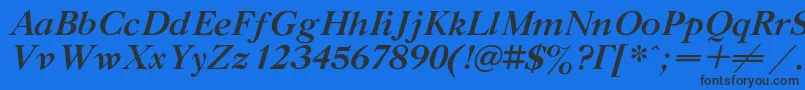 Шрифт GazetatitulcBolditalic – чёрные шрифты на синем фоне