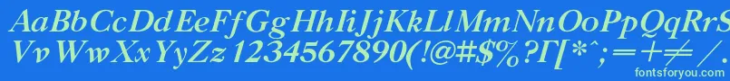 GazetatitulcBolditalic Font – Green Fonts on Blue Background