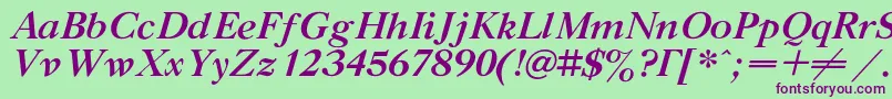 GazetatitulcBolditalic Font – Purple Fonts on Green Background