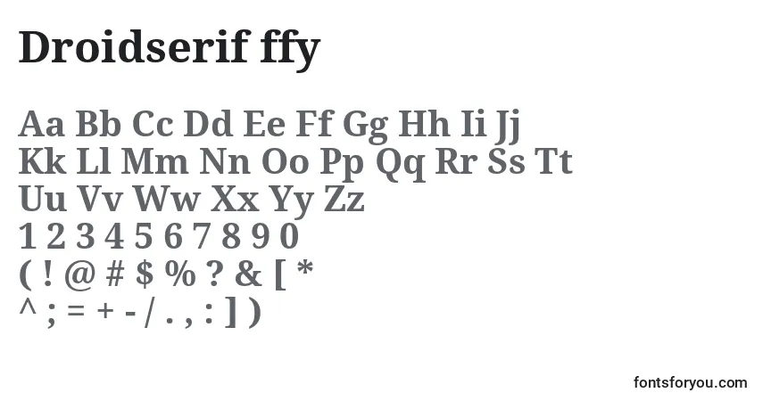 A fonte Droidserif ffy – alfabeto, números, caracteres especiais