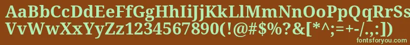 フォントDroidserif ffy – 緑色の文字が茶色の背景にあります。