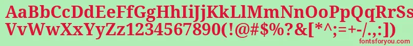 Droidserif ffy-Schriftart – Rote Schriften auf grünem Hintergrund