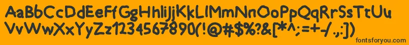Timkid-Schriftart – Schwarze Schriften auf orangefarbenem Hintergrund
