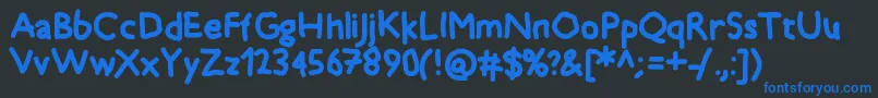 フォントTimkid – 黒い背景に青い文字