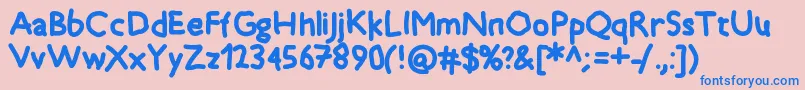 フォントTimkid – ピンクの背景に青い文字