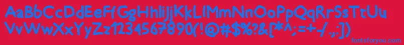 Fonte Timkid – fontes azuis em um fundo vermelho