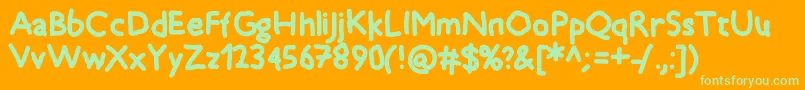 Timkid Font – Green Fonts on Orange Background
