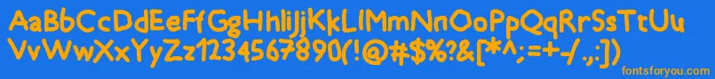 Timkid-fontti – oranssit fontit sinisellä taustalla