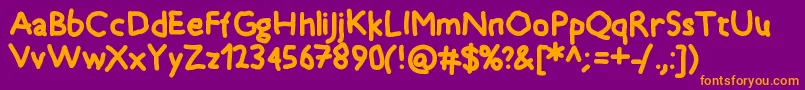 Timkid-fontti – oranssit fontit violetilla taustalla